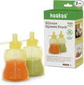 haakaa Silicone Yummy Pouch 4.5 oz – Reusable Silicone Snack & Smoothie Pouch, Refillable, Leak-Resistant, Dishwasher Safe, Eco-Friendly Food Storage for Babies Kids & Toddlers (2-PK, Lemon)