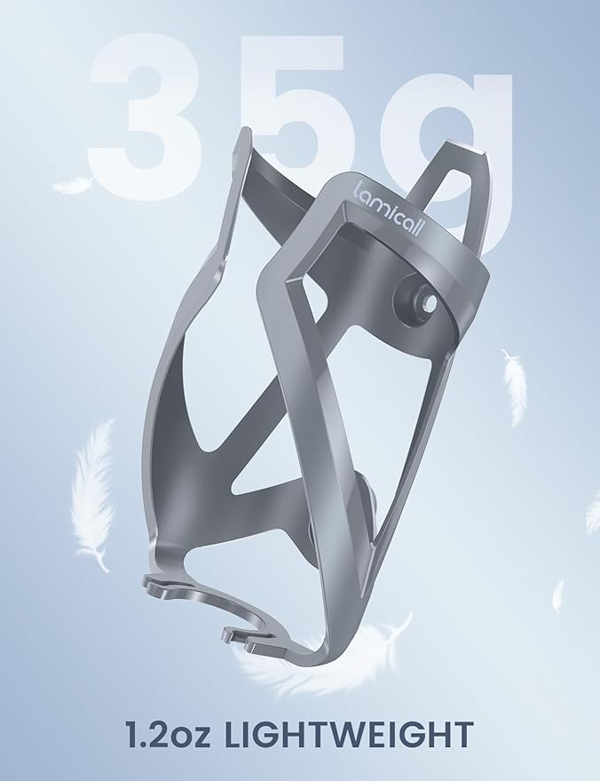 Lamicall Bike Water Bottle Holder - 1.2 Oz Ultralight & Sturdy Bike Cup Holder, Bicycle Drink Cage, Cycling Bike Water Bottle Cage with Screw Tool, for 2.75-3.94" Diameter Bottles, Gray