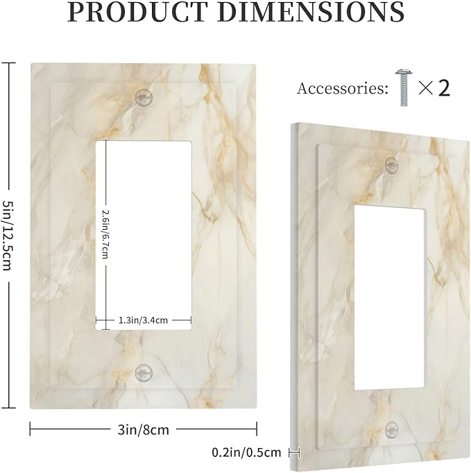 Light Switch Cover Plate Beige Gold Marble Abstraction Morden Art 1 Gang Outlet Covers Single Rocker Decorative Switch plates Electrical Wall Plates GFCI Receptacle for Kitchen Bathroom Decor