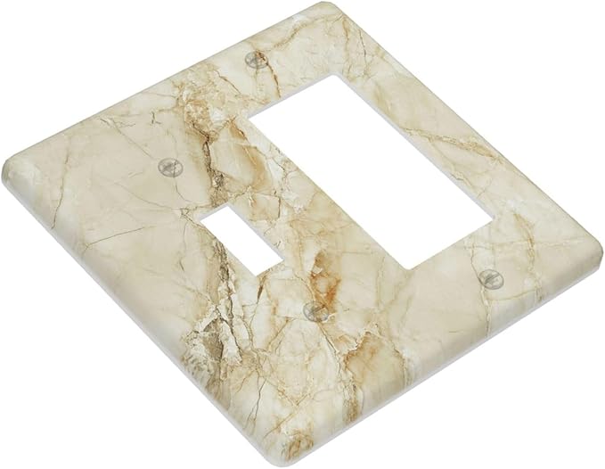 Light Switch Cover Plate Creamy Beige Marble Abstract Minimalism 2 Gang Toggle Rocker Combo Wall Plates Decorative Switch Plates and Outlet Covers Socket Cover for Bathroom Home Decor