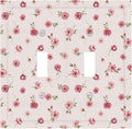 Pink Ditsy Floral Double Toggle Switch Cover - 2-Gang Standard US Size French Country Petite Floral Light Switch Covers, Vintage Shabby Chic for Girls Room