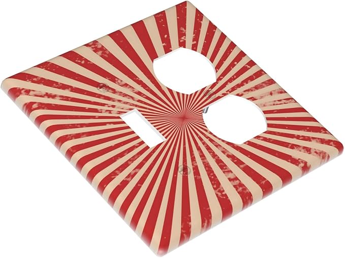 Retro Circus Sparkling Red White Lines Mid Century Wallplates 1 Toggle 1 Duplex Switch Plate Electrical GFCI Faceplate Decorative Light Switch Covers for Farmhouse Home Decor