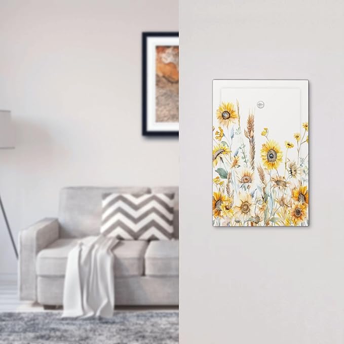 Yellow Floral Sunflowers Wheat Ears Watercolor Wild Flowers Light Switch Cover Plate 1 Gang No Device Blank Electrical Wall Plates Faceplate Decorative Switch Plate Covers for Bedroom Living Room Home