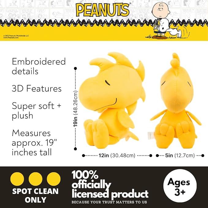 Peanuts Woodstock Plush Cuddly Cuddle Pillow, Super Soft & Cozy, 19" Tall, (Officially Licensed Product) by Franco Collectibles
