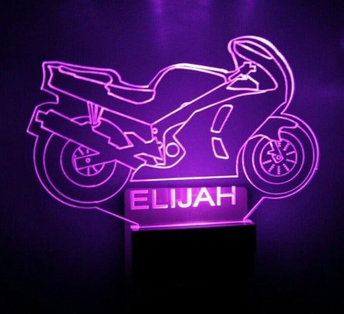 Night Light Multi Color Personalized LED Plug-in, Ultra-Slim Touch Night Light Smart Dusk to Dawn Sensor, Kids Children's Bedroom Kitchen Bathroom Hallway Play Room Variations (Motorcycle)
