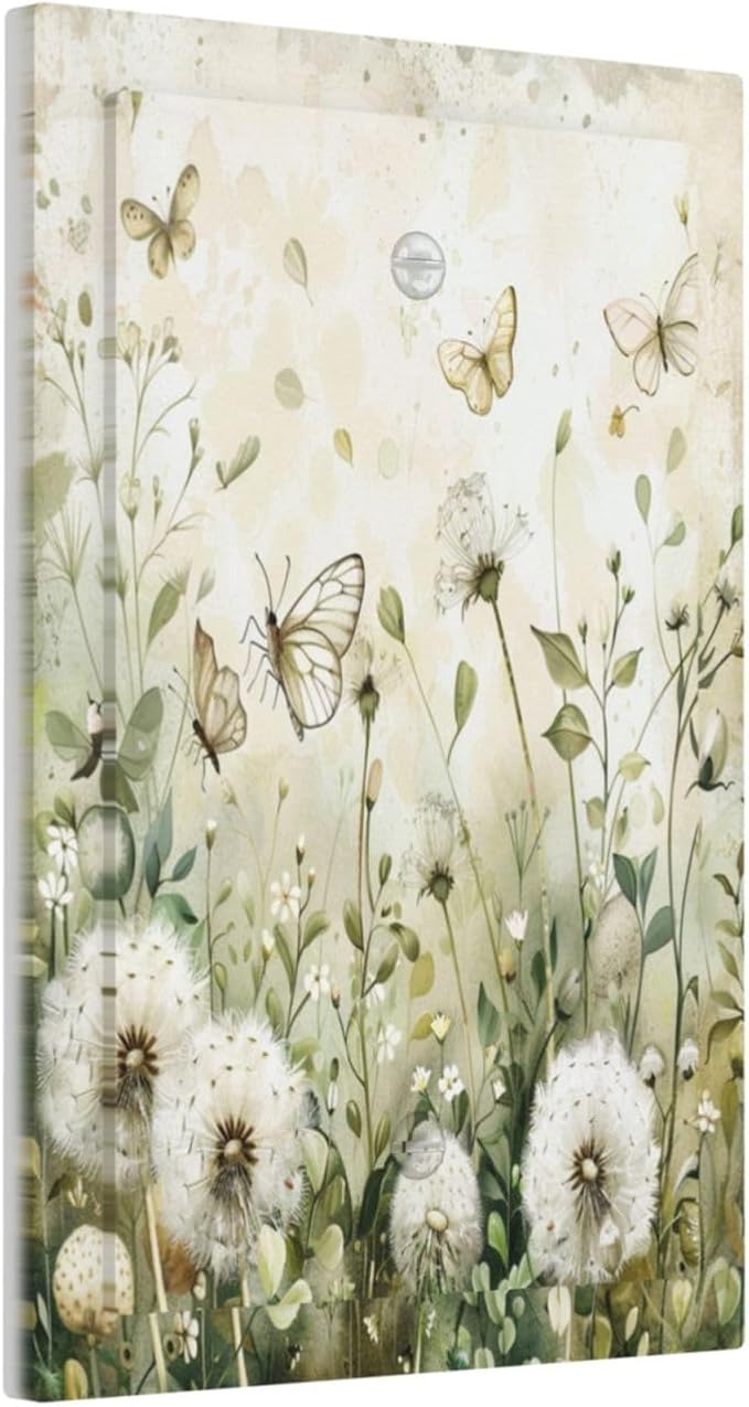 Light Switch Cover Watercolor Butterflies Dandelions Wildflowers Decorative Switch Plates 1 Gang Blank No Device Outlet Covers Electrical Wall Plates for Bathroom Bedroom Decor