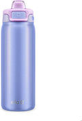 Ello Pop & Fill 18oz Stainless Steel Kids Water Bottle with Quick Fill Lid | Vacuum Insulated BPA Free Bottle with Leak Proof Straw and Chug Lid, Dishwasher Safe, Gift For Kids Teens, Purple Holo