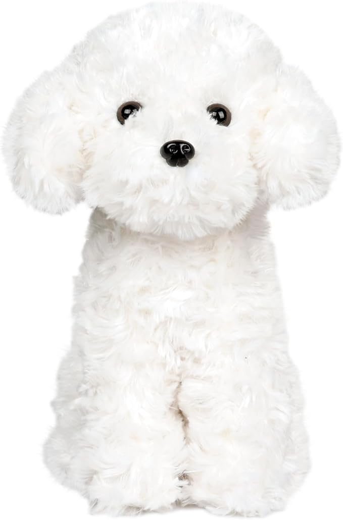 WEIGEDU White Toy Poodle Stuffed Animal Dog Puppy - Bichon Frise Maltese Maltipoo White Labradoodle Plush Toy for Kids and Babies 12.6"