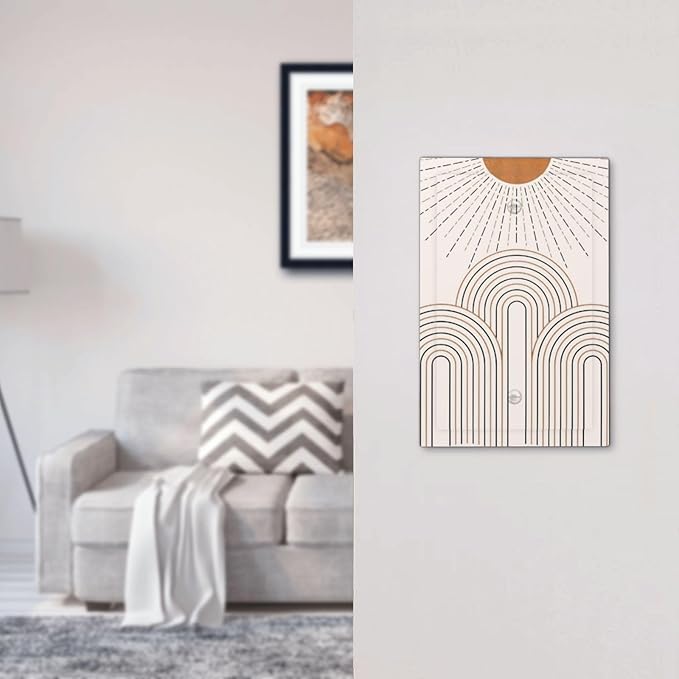 Decorative Light Switch Plate Covers Mid Century Gold Sun Minimalist Arch Line Castle 1 Gang No Device Switch Cover Plate Single Blank Wall Plate Switchplate Electrical Faceplate