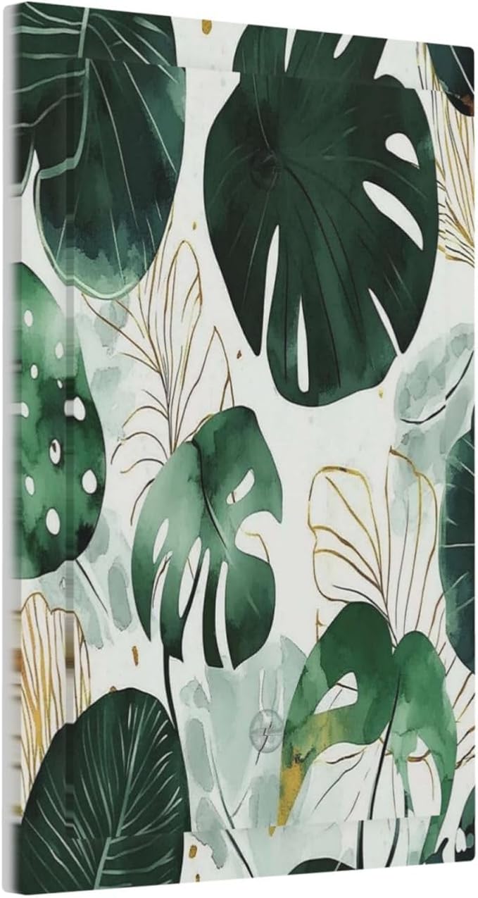 Boho Tropical Green Leaf Watercolor Banana Leaves Light Switch Cover Plate 1 Gang No Device Blank Electrical Wall Plates Faceplate Decorative Switch Plate For Bed Room Living Room Decor