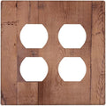 Rustic Brown Dark Wood Texture Printing Outlet Covers 2 Gang Double Duplex Decorative Light Switch Covers Electrical Wallplates Socket Faceplate For Farmhouse Cabin Decor