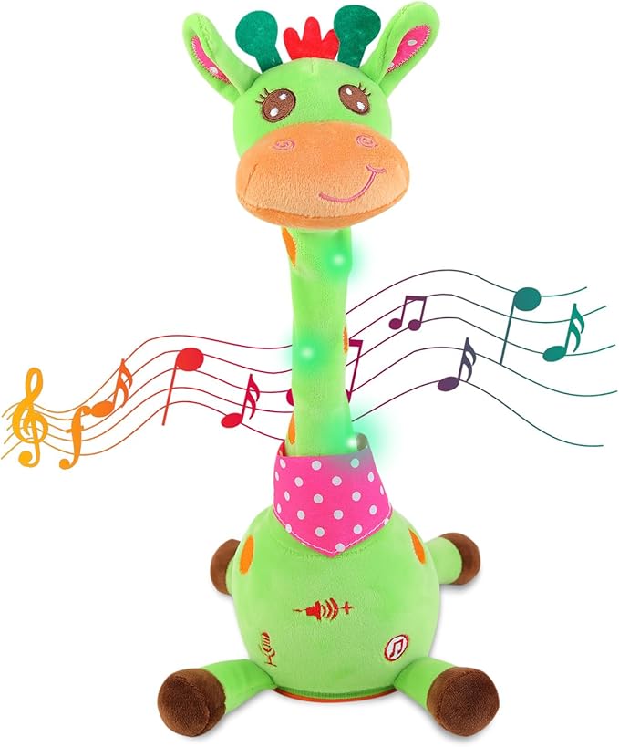 Dancing Giraffe Toy Stuffed Animal Baby Toys Singing Song Toddlers Toy Repeats What You Say Glowing Musical Toy for Baby Birthday Gift Groovy Giraffe Toy (Green Giraffe)