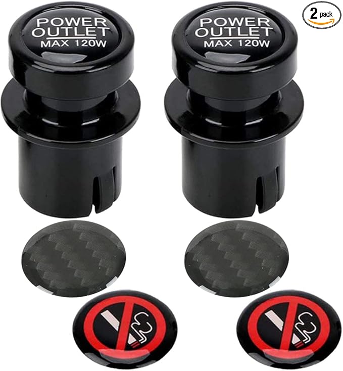 Cigarette Lighter Socket Cover Cap 2 Pack, Universal Waterproof Dustproof Plug for Car Power Port Outlet - Prevent Kids from Electric Shock