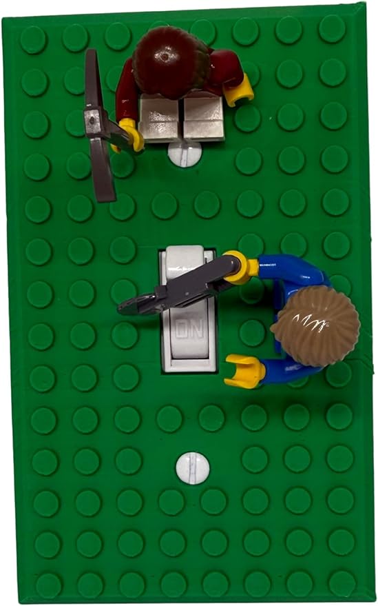Brick Wall Plate, Single Toggle Light Switch Cover for Kids Bedroom, Game Room, 1-Gang (Light Green)