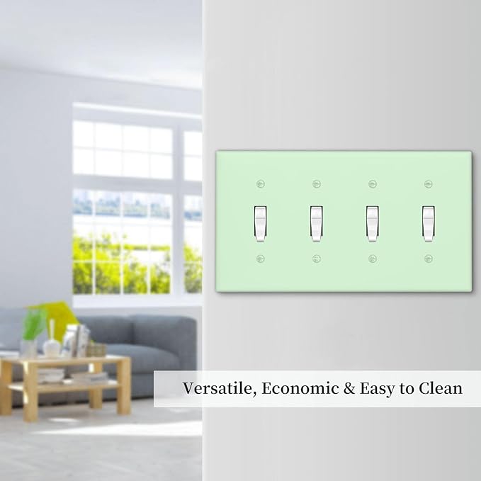Green 4 Gang Quad Toggle Light Switch Cover Decorative Electric Decorative Quadruple Device Switch Face Wall Plate Screwless