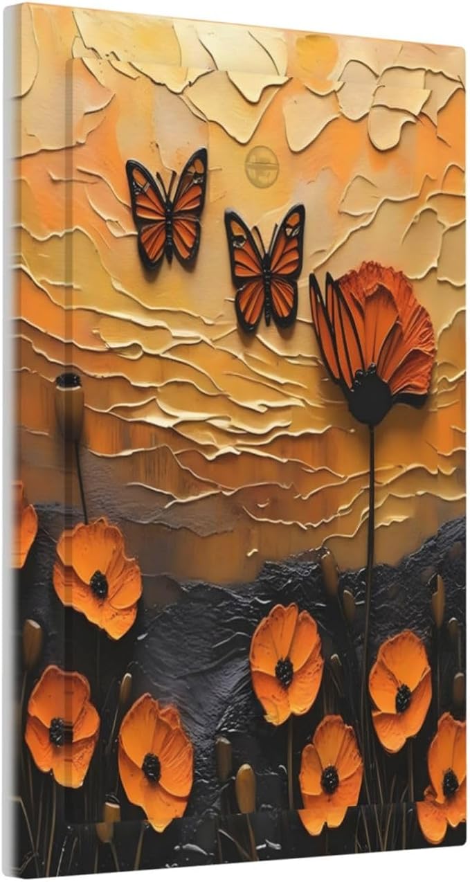 Oil Painting Flower Sunset Butterfly Vintage Rustic Floral Light Switch Cover Plate 1 Gang No Device Blank Electrical Wall Plates Faceplate Decorative Switch Plate Covers for Bedroom Living Room Decor