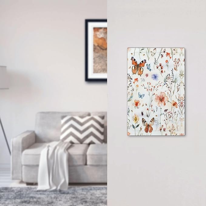 Light Switch Cover Plate Butterfly Floral Boho Multicolor Flower Leave 1 Gang No Device Blank Electrical Wall Plates Faceplate Decorative Switch Plate for Bed Room living Room Decor