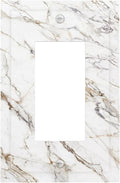 Light Switch Cover Plate White Brown Marble Abstract Modern Luxury 1 Gang Outlet Covers Single Rocker Decorative Switch plates Electrical Wall Plates GFCI Receptacle for Bathroom Kitchen Decor