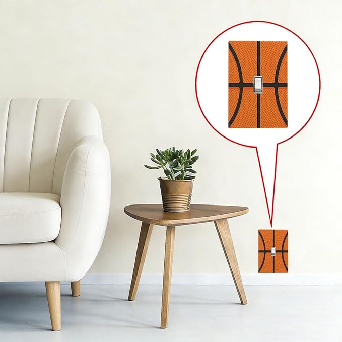Vintage Basketball Texture 1-Gang Toggle Light Switch Plate, Sports Themed Decorative Wall Plate for Boy's Bedroom Decor