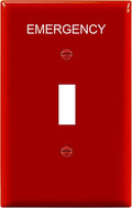 ENERLITES Toggle Light Switch Wall Plate with Emergency Label, Mid-Size Single-Gang 4.88" x 3.11", Unbreakable Polycarbonate Thermoplastic, UL Listed, 8811M-ER, Red with Emergency Label