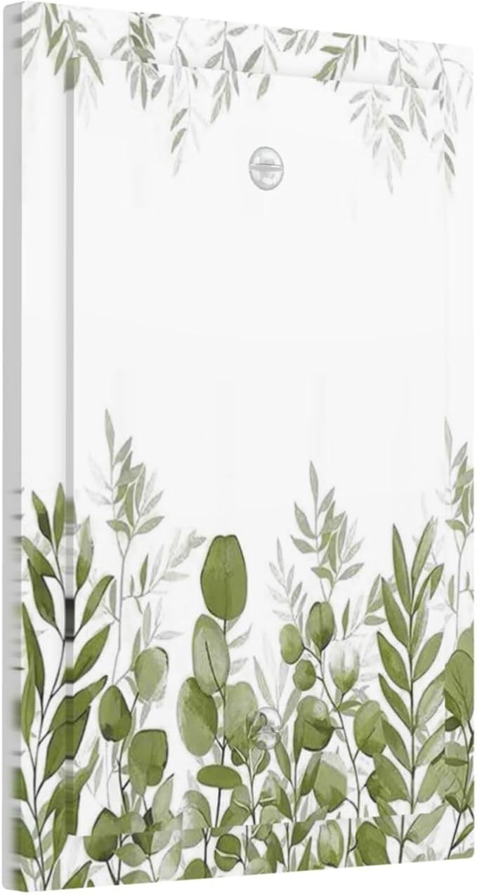 Green Eucalyptus Plant Leaves Vine Light Switch Cover Plate 1 Gang No Device Blank Electrical Wall Plates Faceplate Decorative Switch Plate for Bed Room Living Room Decor
