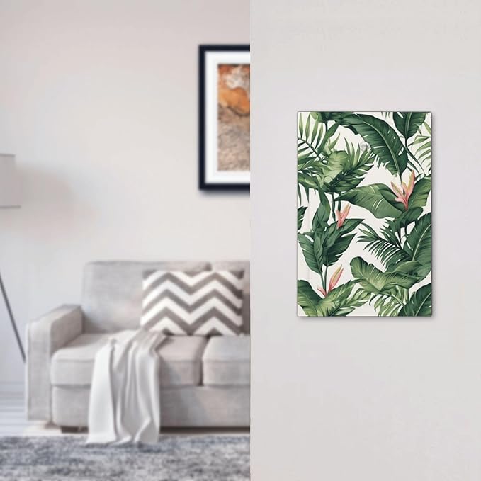 Tropical Leaf Jungle Botanical Palm Tree Greenery Floral Light Switch Cover Plate 1 Gang No Device Blank Electrical Wall Plates Faceplate Decorative Switch Plate for Bedroom Living Room Decor