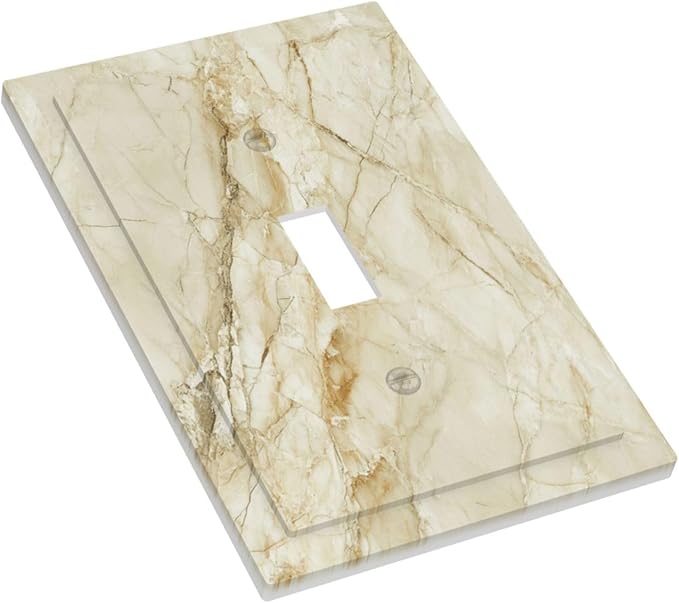 Light Switch Cover Plate Creamy Beige Marble Abstract Minimalism 1 Gang Wall Plate Cover Single Toggle Outlet Covers Decorative Switch Plate Covers Electrical Faceplate for Bathroom Home