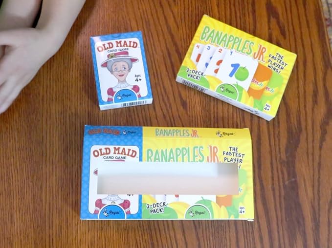 Regal Games Banapples Jr. & Old Maid Kids Card Games Ages 4 5 6 7 8+ | Family Fun Playing Card Set (80 Game Cards, 2 Pack)