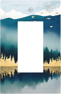 Mountains Landscape Lake Bird Reflection Decorative Outlet Covers 1 Gang Single Rocker Light Switch Cover Plate Wall Plates GFCI Faceplate for Bedroom Living Room Decor