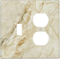 Light Switch Cover Plate Creamy Beige Marble Abstract Minimalism 2 Gang Outlet Covers 1 Toggle 1 Duplex Socket Cover Wallplates Electrical Switch Plate Covers for Bathroom Home Decor