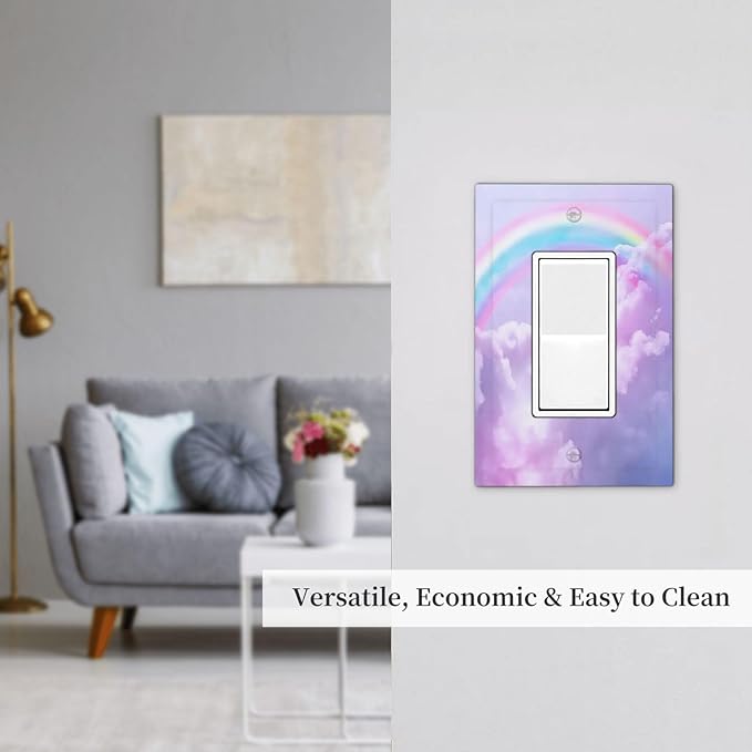 Outlet Covers Rainbow Sky with Clouds 1 Gang Duplex Light Switch Cover Plate Decorative Wall Plates Electrical Switchplate Receptacle for Bathroom Home Decor（2 Pack）