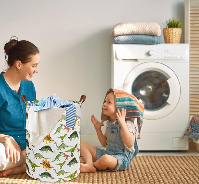 HIYAGON Dinosaur Kids Laundry Hamper Baby Laundry Basket Cute Kids Hamper Toy Storage Bin Boys Hamper and Girls Dinosaur Room Decor(Toy Dinosaur)