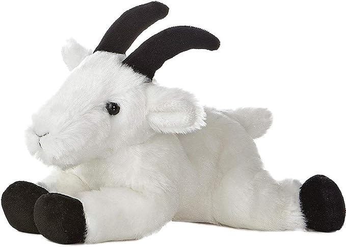 Aurora® Adorable Mini Flopsie™ Rocky Mountain Goat™ Stuffed Animal - Mini Companions Ready for Playful Adventures - for Kids All Ages, Toddlers, Adults, and Families - White 8 Inches