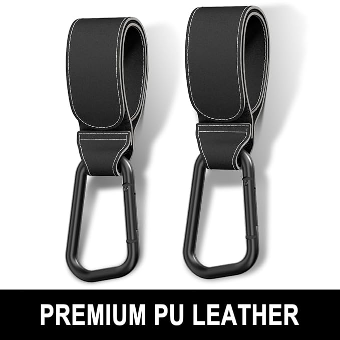 Baby Stroller Hooks for Hanging Bags, Universal Stroller Clips Accessories, Mommy Hook for Diaper Bag, Shopping Cart, Purse, Backpack - 2 Pack, Black