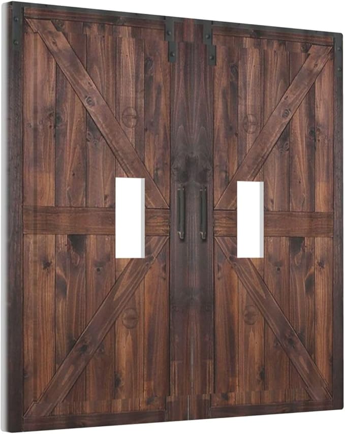 Rustic Barn Doors Vintage Brown Wood Plank Print Decorative Switch Plates 2 Gang Double Toggle Outlet Light Switch Cover Wall Plate Electrical Faceplate for Farmhouse Home Decor