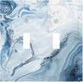 Blue Marble Abstract Ombre Chic Luxury Print Decorative Switch Plates 2 Gang Double Toggle Outlet Light Switch Cover Wall Plate Electrical Faceplate for Bathroom Living Room Decor