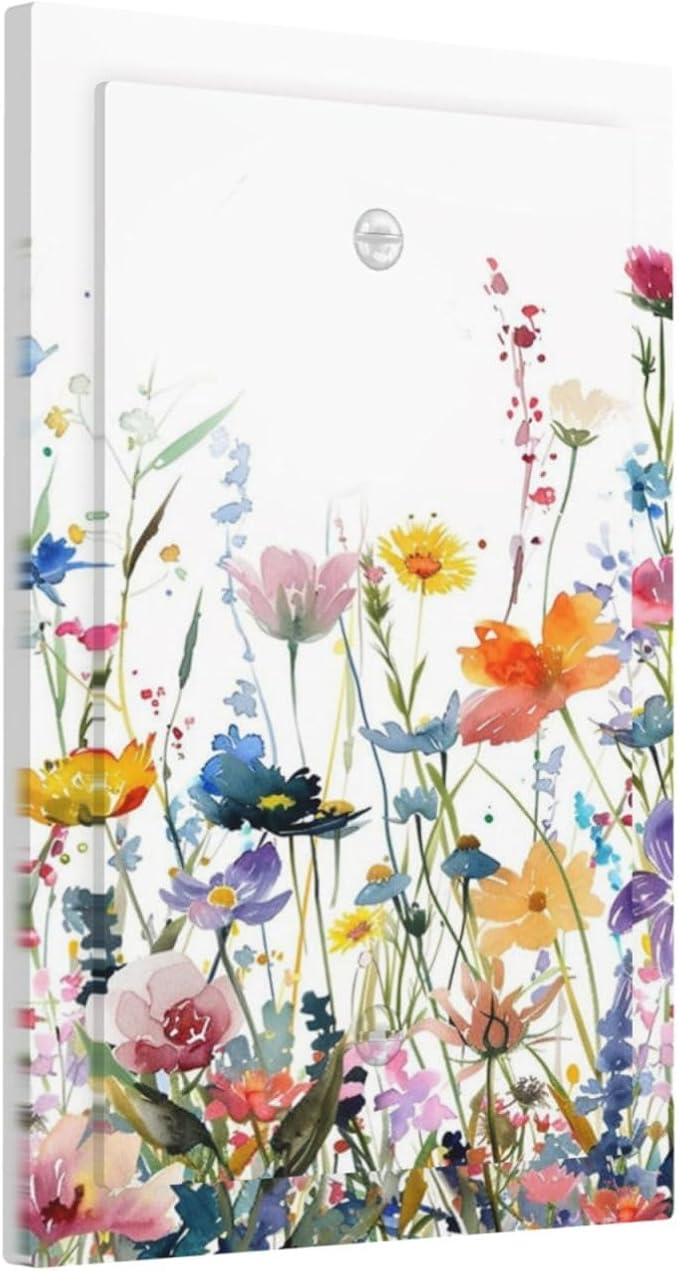 Watercolor Wildflowers Colorful Floral Plant Light Switch Cover Plate 1 Gang No Device Blank Electrical Wall Plates Faceplate Decorative Switch Plate Covers for Bedroom Living Room Decor