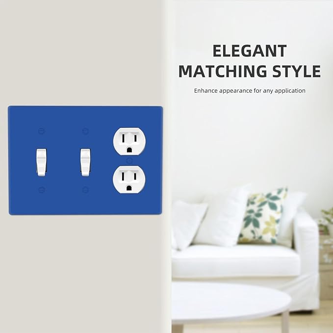 Decorative Royal Blue 3 Gang 2 Toggle 1 Duplex Combination Light Switch Covers, Navy Three Gang Triple Toggle Electrical Combo Toggle/Receptacle Outlet Switch Face Wall Plate Covers