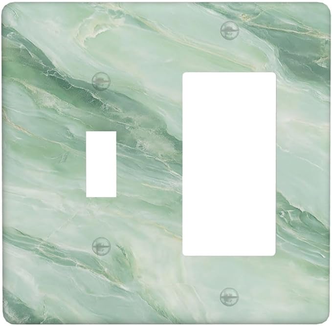 Outlet Covers Green Marble Pattern 1 Toggle 1 Rocker Combo Light Switch Cover Plate Decorative Switch Plate Covers Electrical Wall Plate for Home Bedroom Decor