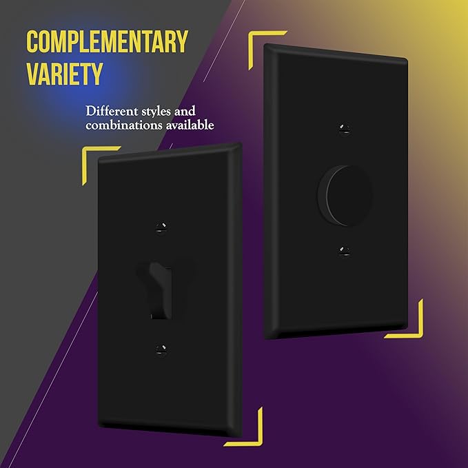ENERLITES Toggle Light Switch Wall Plate, Jumbo Switch Cover, Gloss Finish, Oversized 1-Gang 5.5" x 3.5", Unbreakable Polycarbonate Thermoplastic, 8811O-BK-10PCS, Black, 10 pack