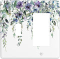 Outlet Covers Blue Purple Eucalyptus Leaves Boho Botanical 2 Gang Combo Light Switch Cover Plate Toggle Rocker Wallplates Decorative Switch Plates and Outlet Covers for Bathroom Home Decor