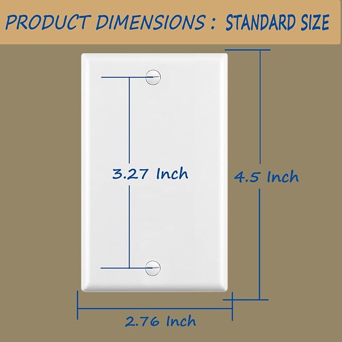 12-Pack,No Device Blank Wall plate,Standard Size 1-Gang 4.50" x 2.76",Unbreakable Polycarbonate Thermoplastic,Blank Box Mounted Plastic Wall plate,UL Listed,Glossy White
