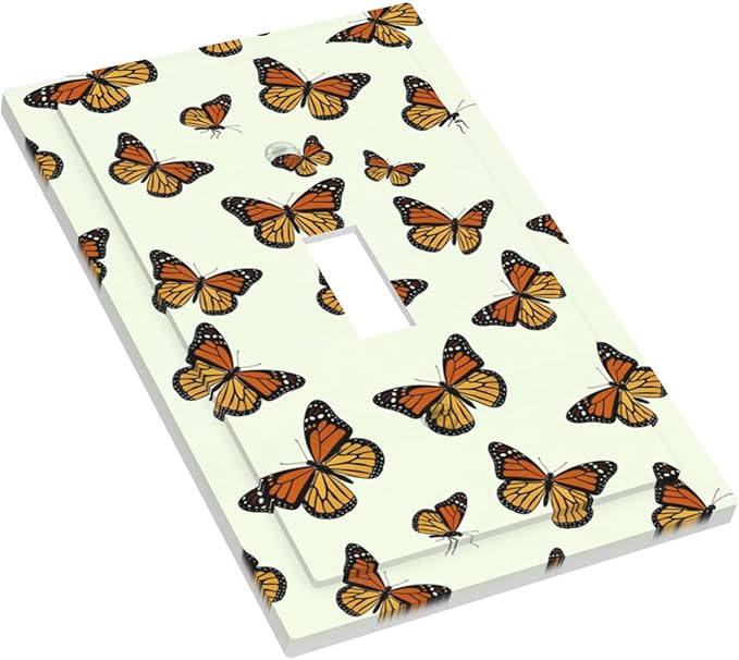 Monarch Butterfly 1-Gang Toggle Light Switch Plate, Butterfly Migration Vibrant Orange Whimsical Garden Decorative Wall Plate for Girls Room