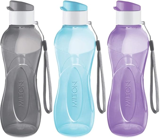 MILTON Water Bottle Kids Reusable Leakproof 12 Oz Plastic Wide Mouth Large Big Drink Bottle BPA & Leak Free with Handle Strap Carrier for Cycling Camping Hiking Gym Yoga