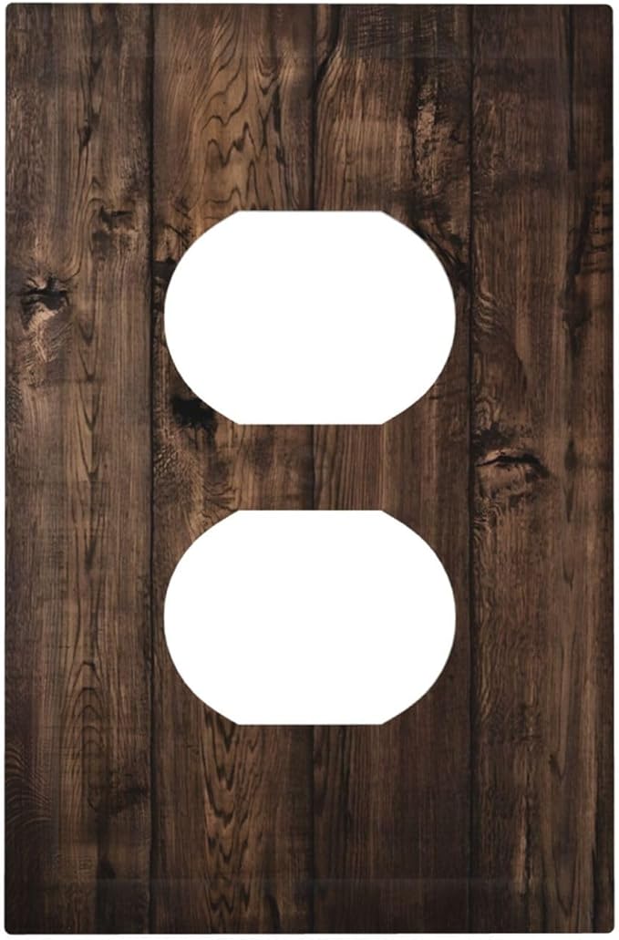 Rustic Brown Wood Plank Vintage Wooden Texture Print Outlet Covers 1 Gang Duplex Light Switch Cover Decorative Switch Plates Electrical Receptacle Faceplate Wall Plate for Farmhouse Home Decor