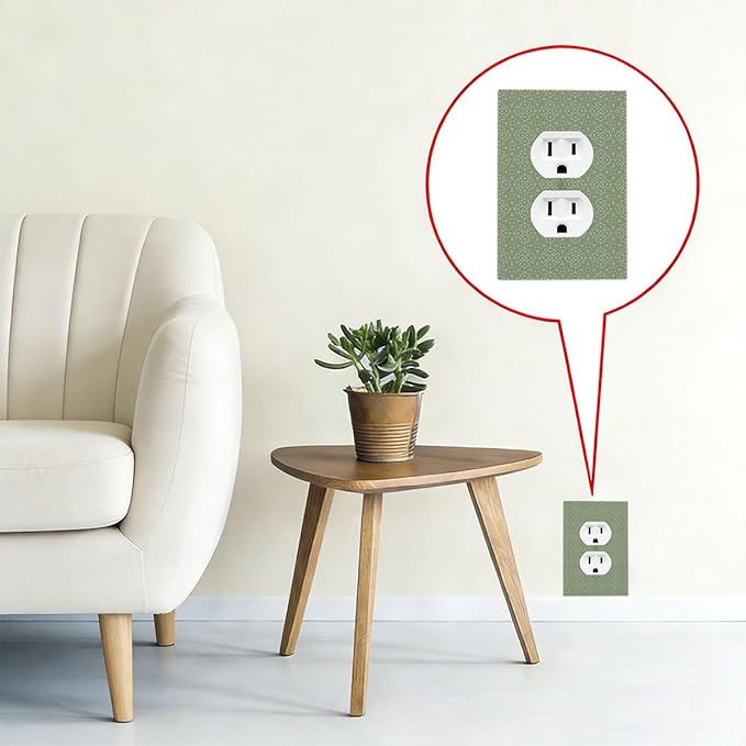 Sage Green Textured Duplex Wall Plate - 1-Gang Standard US Size Minimalist Botanical Weave Outlet Covers, Modern Farmhouse Linen Texture for Neutral Decor