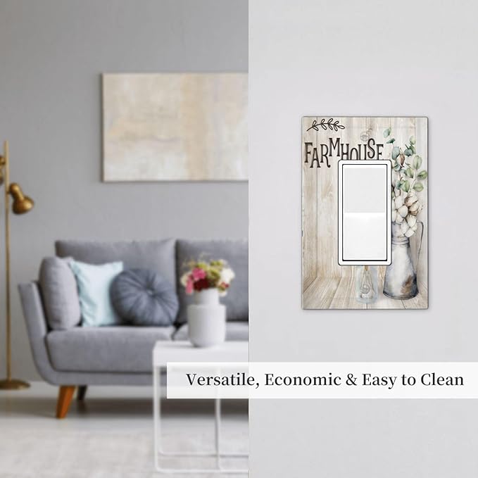Decorative Switch Plate Covers Farmhouse Floral Cotton 1 Gang Single Decora GFCI Device Light Switch Cover Rustic Country Flower 1 Rocker Outlet Wall Plate Faceplate for Country Home Decor
