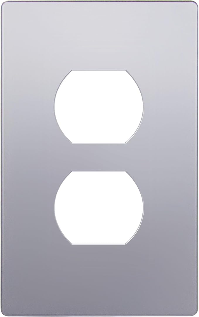 ENERLITES Elite Series Duplex Outlet Receptacle Cover, Screwless Wall Plate, Standard Size, 1-Gang 4.68" x 2.93", Unbreakable Polycarbonate Thermoplastic, UL Listed, SI8821-SV, Silver