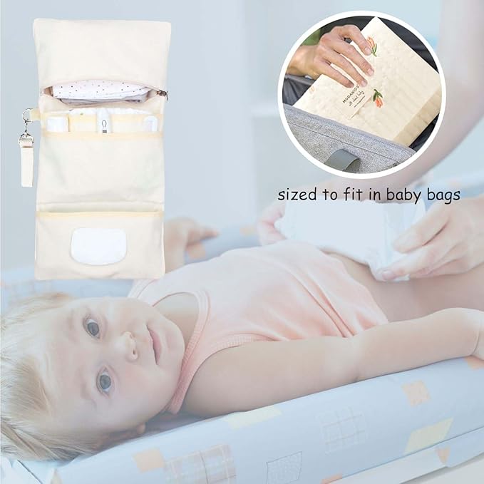 MODAKIDS Baby Bag Organizer, Waterproof Mini Diaper, Foldable Mom Travel Set, Diaper Bag Organizer, with Gift for Baby Shower (Flower)