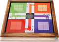 10 Inch Wooden 2-in-1 Ludo & Snakes Board Game, Reversible Travel Set with Storage Bag & Organizer Box (All-in-One Storage)
